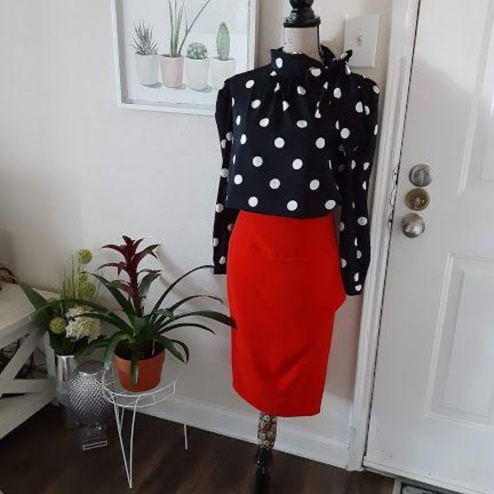 Polka Dot Top Long Sleeve New Medium